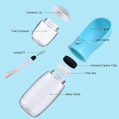 Portable Leakproof Pet Water Bottle with Foldable Drinking Bowl – Travel Water Dispenser for Dogs & Puppies